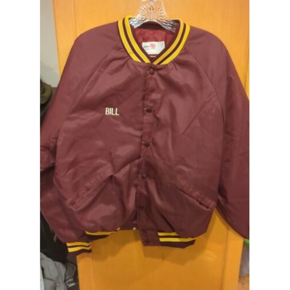 Vtg Northrup King Louie Men Large Full Zip Red Hooded Jacket Large 44/46 Ripped